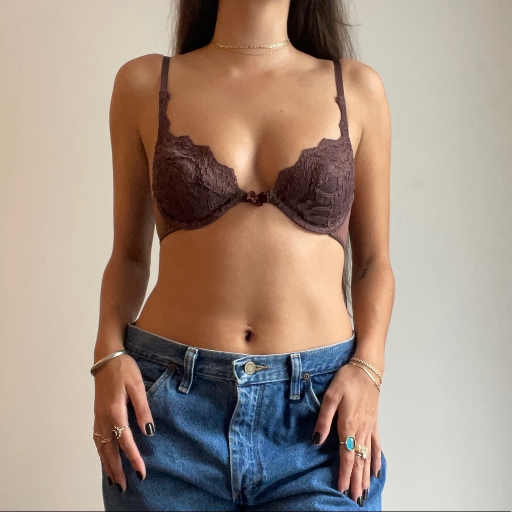 Vintage Brown Lace Bra